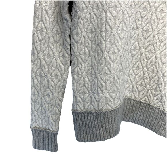 LOFT Womens Textured Diamond Knit Sweater S  Nylon Mohair Wool Blend White Gray - Picture 5 of 13